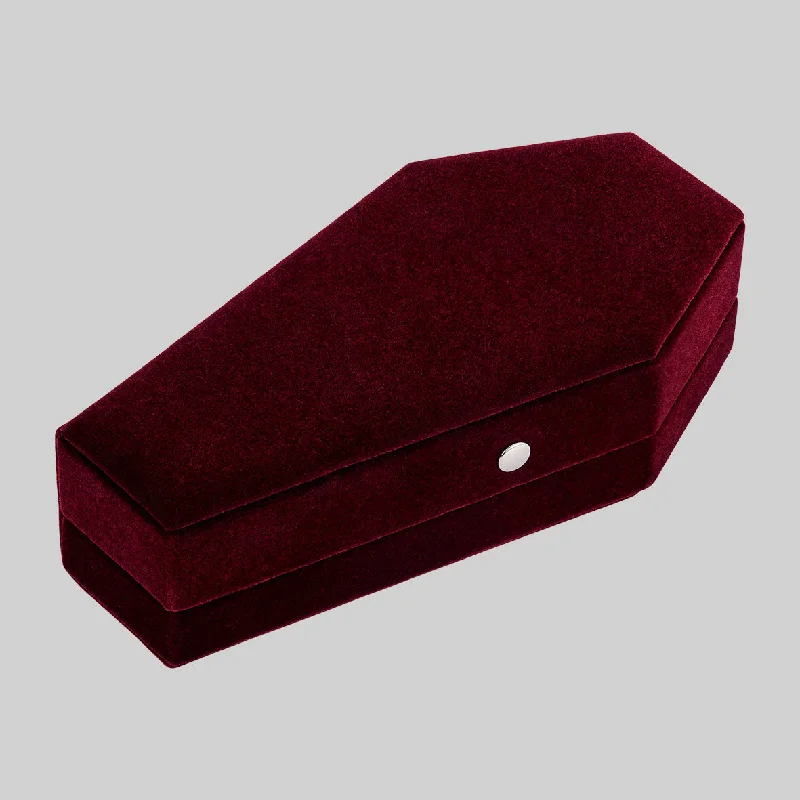 vintage wedding rings -The Crimson Red Velvet Coffin Ring Case