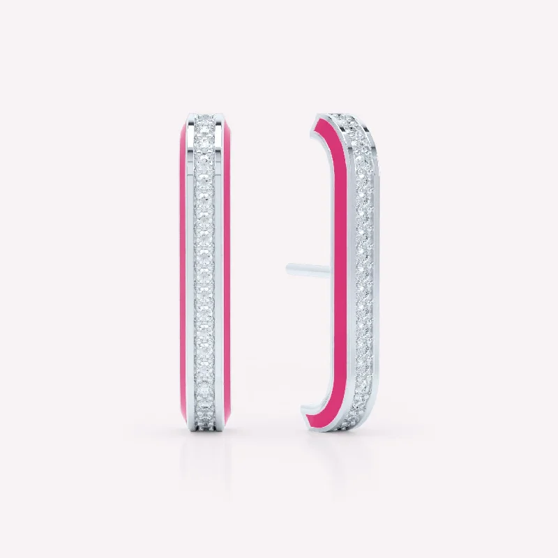 friendship bracelets for women -Eternity Pink 18K Whitegold Ear Cuffs w. Lab-Grown Diamonds