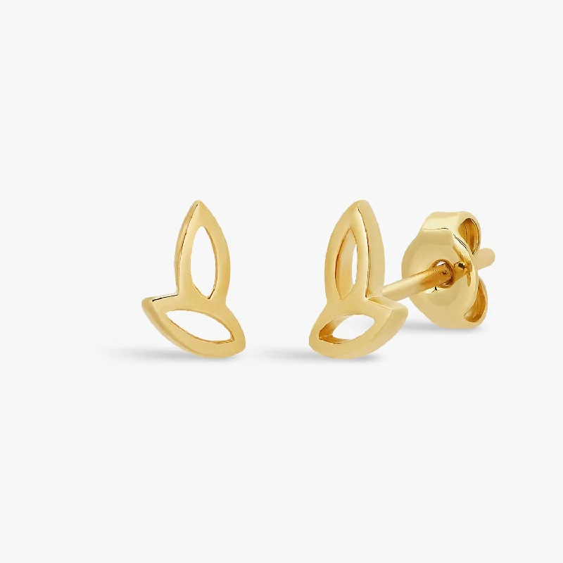 lightweight stud earrings -Cut-Out Leaf Stud Earrings