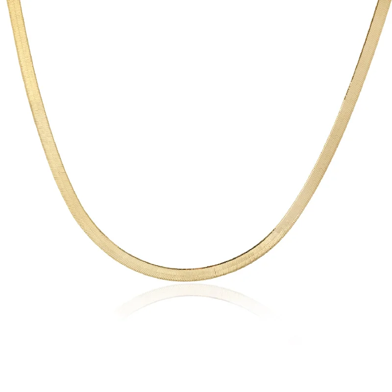 boho necklaces for women -Herringbone 14k Chain Necklace | 4.5mm