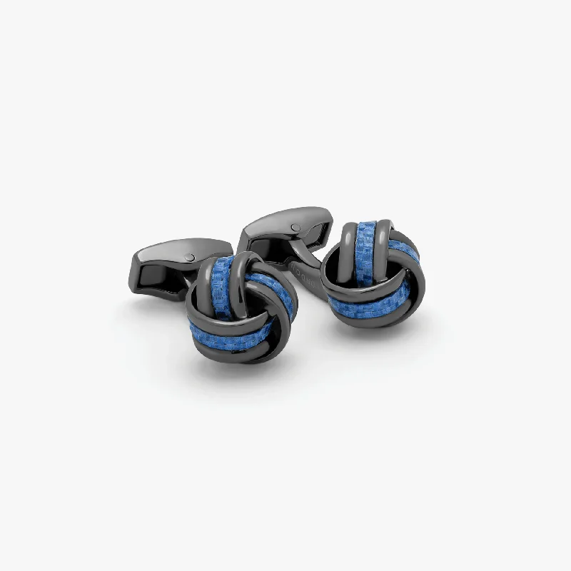 diamond tennis bangles -Knot cufflinks with blue alutex