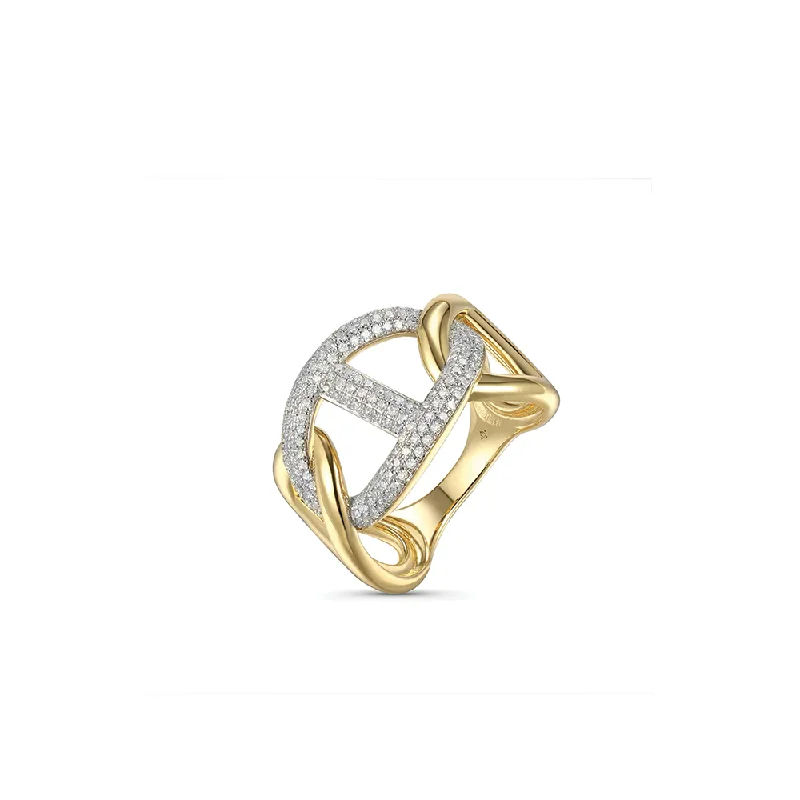 rose gold rings for women -14K Diamond Link Ring