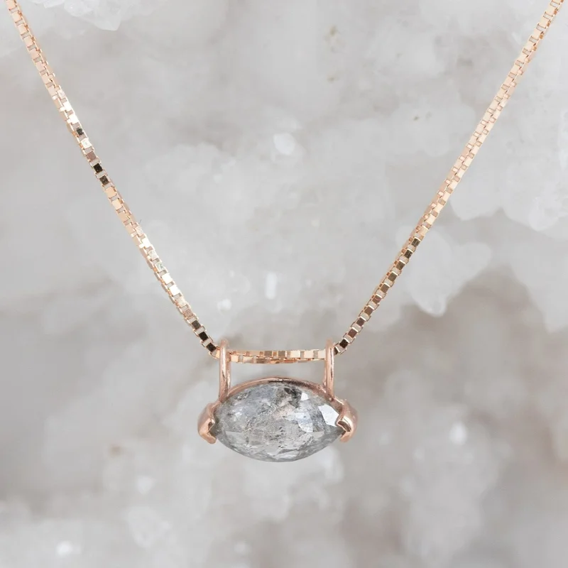 vintage pendant necklaces -The Salt and Pepper Diamond Eye Necklace | 14K Rose Gold