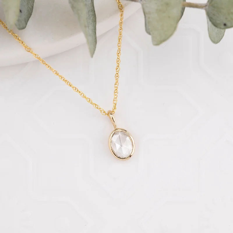 minimalist necklaces for women -Rose Cut Diamond Bezel Necklace