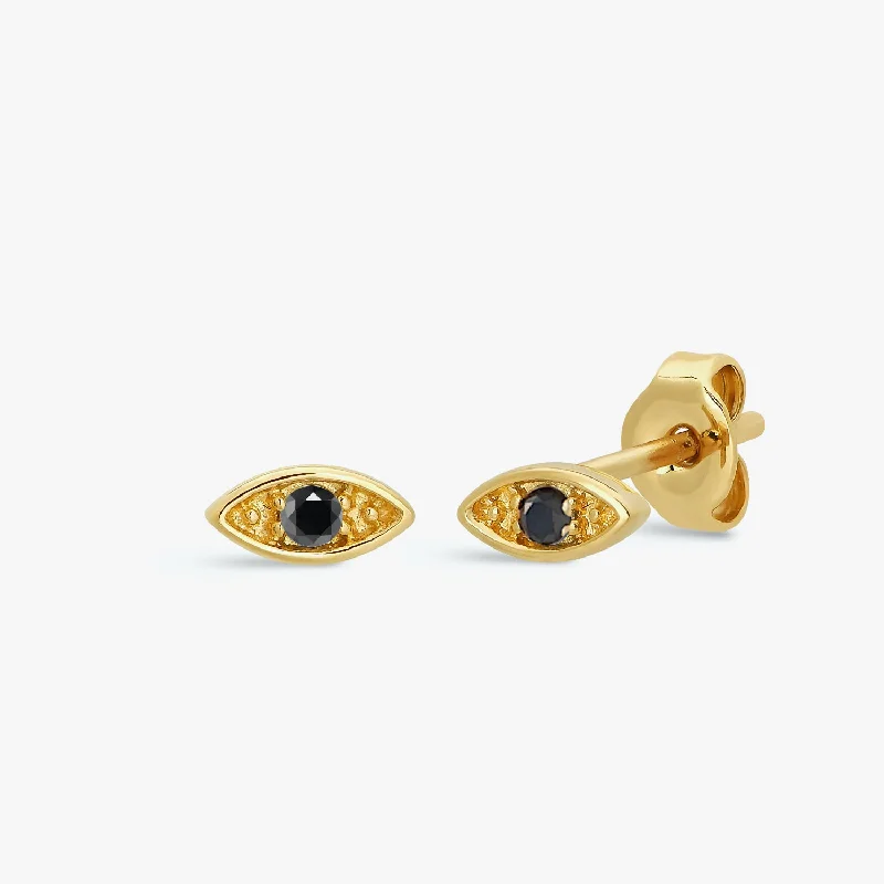 elegant earrings for women -Lucky Black Eye Stud Earrings