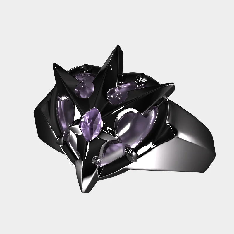 diamond cluster rings -Tom - Purple Ring