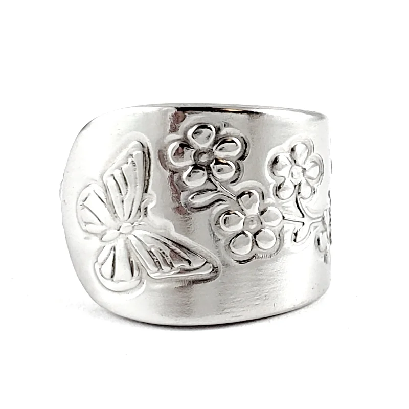 cluster rings for women -Towle Spring Garden Stainless Steel Spoon Ring