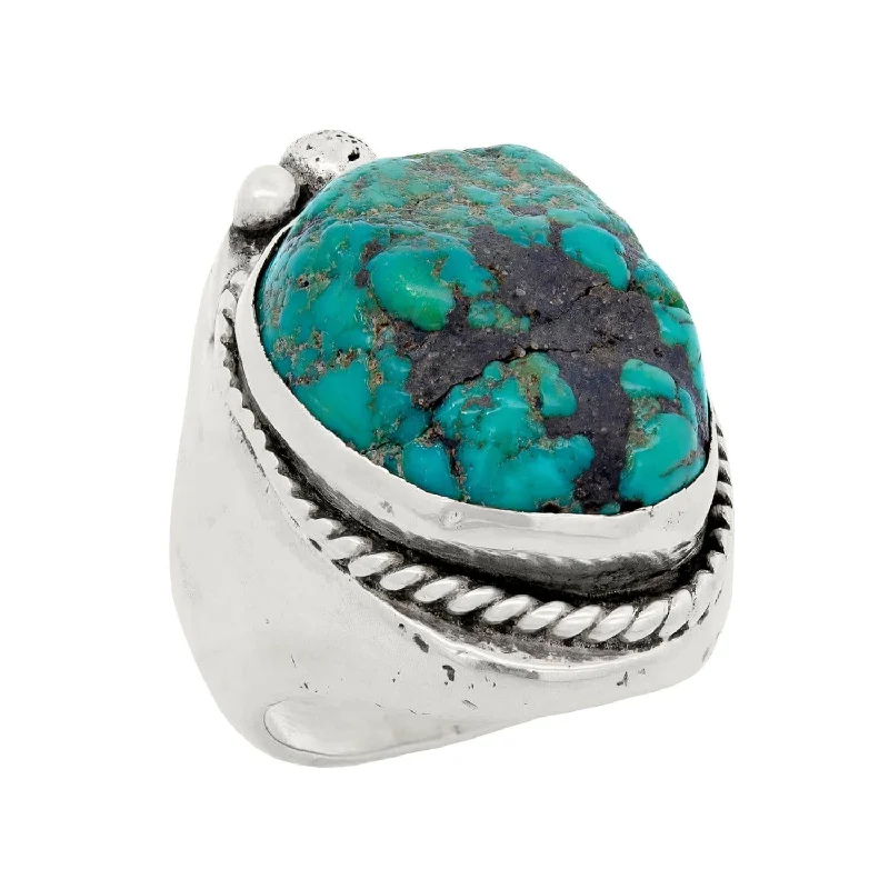 chunky rings for women -Vintage Sterling Silver Native American Turquoise Ring