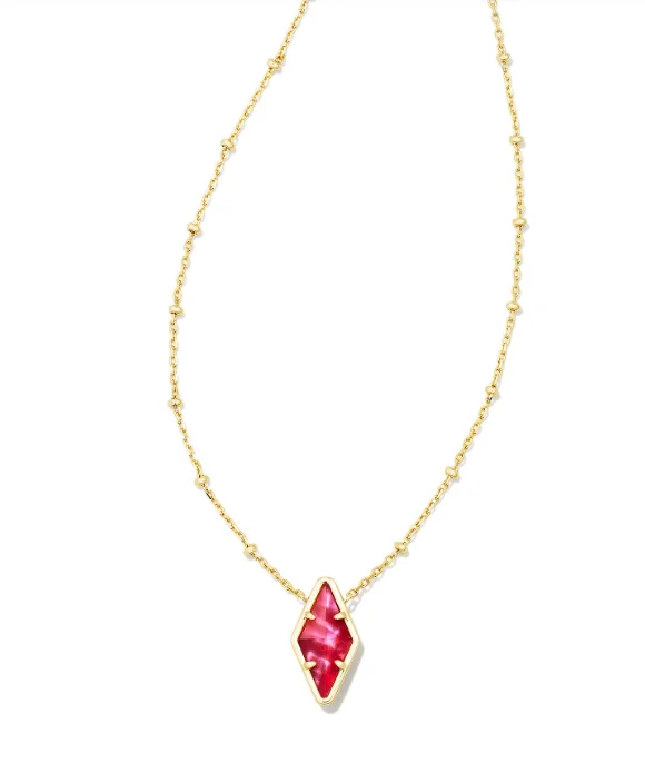 handmade necklaces for women -Kinsley Yellow Gold Plated Short Pendant Necklace with Raspberry Illusion by Kendra Scott