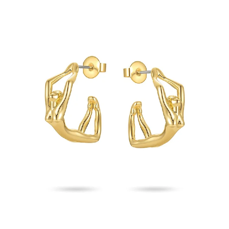 lightweight earrings for women -Female Figure 18 Karat Gold Hoop Earrings