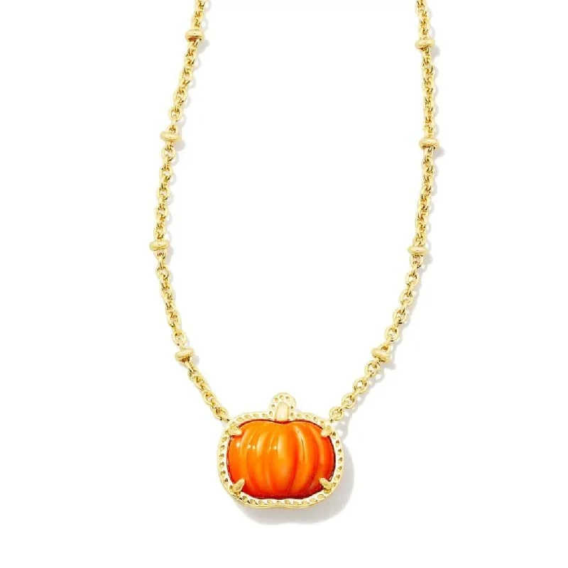 charm necklaces for women -Yellow Gold Plated Pumpkin Short Pendant Necklace Mother of Pearl by Kendra Scott