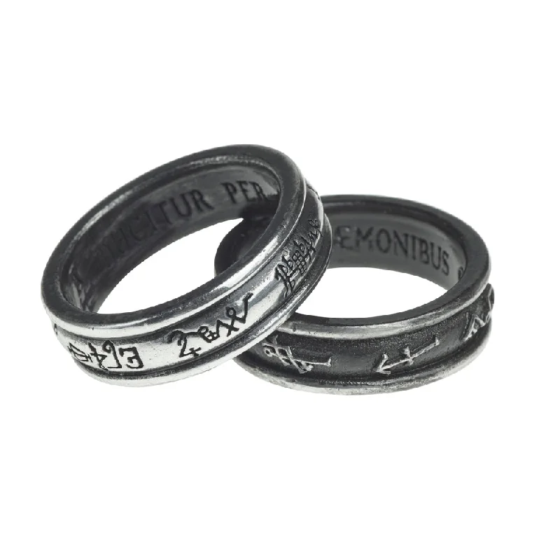 engagement rings with diamonds -Demon Black & Angel White Ring - Alchemy Gothic Stackable Matching Ringbands